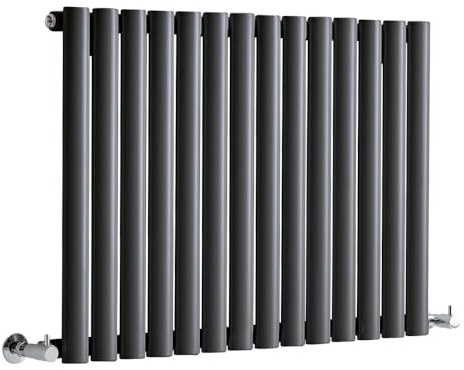 MILANO Anthracite Horizontal Single Oval Panel Radiator 600 x 826mm