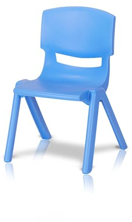 KHG Kinderstuhl blau Sitzgruppe aus pflegeleichtem Kunststoff stapelbar | für Drinnen & Draußen, 80 kg belastbar, sicher & geprüft 33x53x36 cm, pflegeleicht, vielseitig einsetzbar