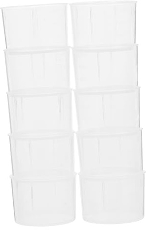 Garneck 10pcs Plastic Measuring Cups Small Liquid Containers High Transparency PP Reusable Medicine Beakers for Lab Kitchen Accurate Liquid Dosing