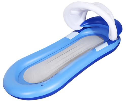 Gatuida Aufblasbares Schwimmbett Wasserhängematte Mit Sonnendach PVC Auflage Netzliege Für Camping Strand Schwimmbad