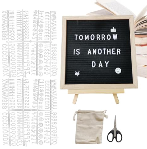 Tablero con letras intercambiables, tablero de mensajes, marco de madera, boletín de fieltro de 9.84 x 9.84 pulgadas, cartelera rústica para escuela, aula, eventos, celebración, cumpleaños, cafetería