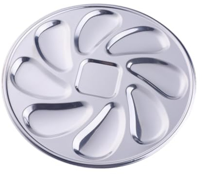 Fenteer Plateau à huîtres de 23 cm avec 8 pour Coquillages, Assiette à apéritif Professionnelle pour Restaurant, Accessoire Robuste et Polyvalent, Argenté