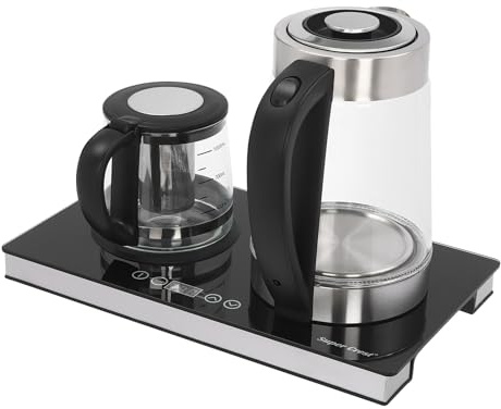 Bollitore elettrico 3 in 1, 1800 W, in vetro con display LCD e controllo della temperatura, spegnimento automatico per tè e caffè, compatto e versatile