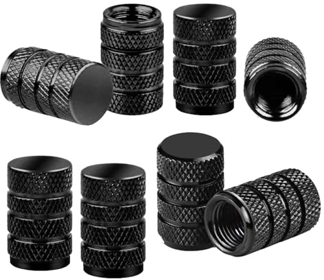 8 Pcs Tire Valve Stem Caps,Black Dust Caps for Car Tyres Tire Valve Stem Caps,tyre caps black,Aluminum Tire Valve Cap Valve Covers Replacement for Cars, Bike and Bicycle, Trucks, motorcycles (black)