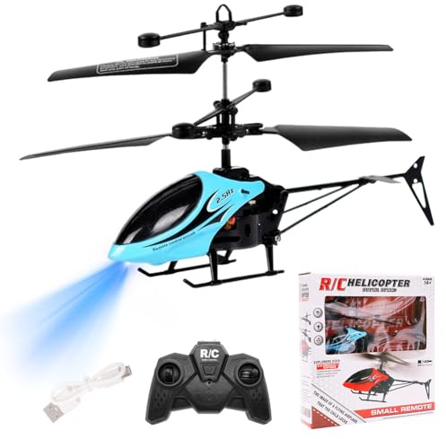 WFKKMEQ Remote Control Helicopter, RC Helicopter RC Flying Mini Helicopters Models Controlled Aircraft Controlled Aircraft Indoor Remote Control Helicopters Drone Gifts for Birthday(Blue)