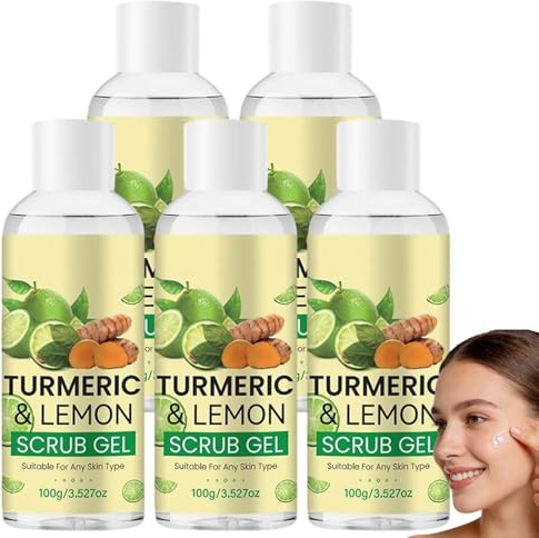 Gel esfoliante con curcuma e limone per viso e corpo, scrub delicato per il viso minimizza i pori, gel peeling detergente profondo, scrub per il corpo esfoliante raffinato (5PCS)