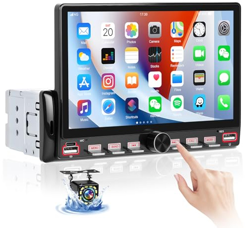 CAMECHO Radio con Pantalla táctil HD de 7 con Mirrorlink, Bluetooth y Botones físicos,Compatible con Controles al Volante y cámara de Marcha atrás, con USB, Tipo C, AUX, FM, EQ