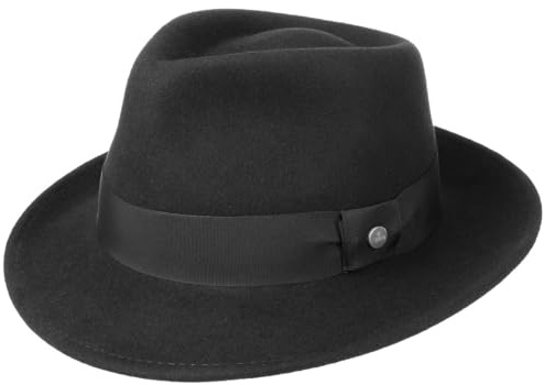 Lierys City Felt hat - Wool Felt hat Ladies/Men - Men's hat Water-Repellent and Packable - Bogart hat Summer/Winter - Fedora Black