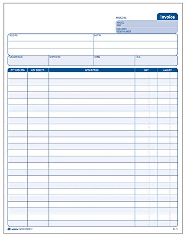 Adams Invoice Unit Set, 8.5 x 11.44 Inch, 2-Part, Carbonless, 100-Pack, White and Canary (NC2812)