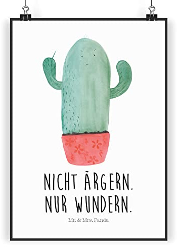 Mr. & Mrs. Panda Bild Kaktus Wut DIN A3 - Geschenk, Wandbild, Chefin, Büro, Kakteen, drucke, Kollege, wanddeko, Plakat, Kollegin, wütend, kunstdruck poster