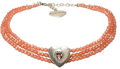 Alpenflüstern Trachten-Perlen-Kropfkette Funkelherz - elegante Trachtenkette mit Trachtenherz - nostalgischer Damen-Trachtenschmuck, Dirndlkette apricot DHK212