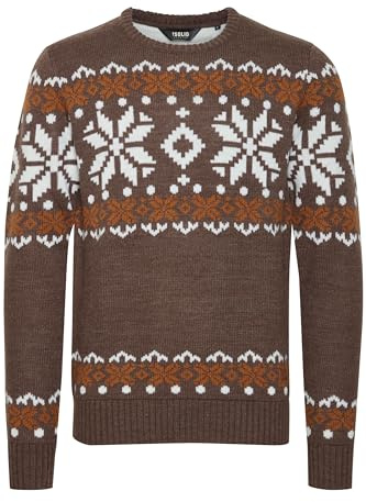 !Solid SDNorwig Herren Weihnachtspullover Norweger-Pullover Winter Strickpullover Grobstrick Pullover mit Stretch Rundhals-Ausschnitt Regular fit, Größe:XXL, Farbe:Coffee Bean Melange (8973)