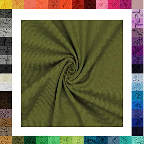 1 Meter Jersey Baumwolljersey uni Farben, 220g/m², Öko-Tex Standard 100, Stoffe, 330g/lfm (5032 Khaki)