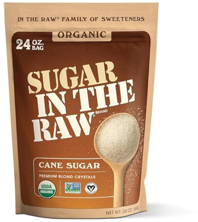 Sugar In The Raw Organic White Granulated Sugar, 24 oz. Bag, Fair Trade & USDA Organic Certified Granulated Cane Sugar, Non-GMO Project Verified, Kosher, Vegan and Gluten Free