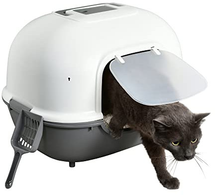 Iris Ohyama Arenero Gato Cubierto con Pala, hasta 5kg, Gris, Caixa de areia para Gatos, Caja, Cat Litter Box, Cerrado, Cagadero, Fácil Limpieza, WC, Libre de BPA, Cat Litter Box, WNT-510