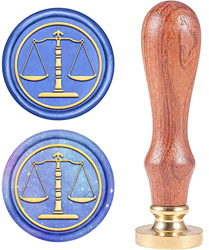 craspire Wachs-Siegel-Stempel, Jahrgang Wachssiegelstempel Waage Retro Holzstempel Abnehmbar Messingkopf 25 mm Für Hochzeit Umschläge Einladungen Verschönerung