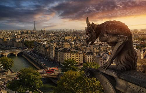 LHJOYSP Puzzles 1000 pièces Ville de Paris, France, gouttière de la cathédrale Notre Dame Gargouille 75x50cm