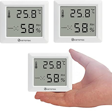 KETOTEK Digital Hygrometer Thermometer 3 Stück Thermo-Hygrometer Innen Raumthermometer Luftfeuchtigkeitsmesser Zimmerthermometer für Innenraum Babyraum Wohnzimmer Büro