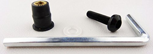 10er Set eloxierte Motorrad Aluminium Schrauben Innensechskant Linsenkopf mit Gummi schwarz mit Unterlegscheiben und gummigelagerte Kontermutter M6 x 20