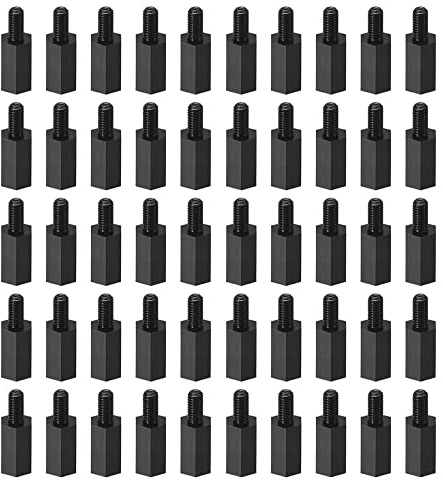 YOKIVE 150Stk M3 Abstandshalter Schrauben Nylon Sechskant PCB Abstandshalter mit Hoher Isolierwirkung Halten Höhe Konstant Perfekt für Platine (Schwarz 10mm+6mm)