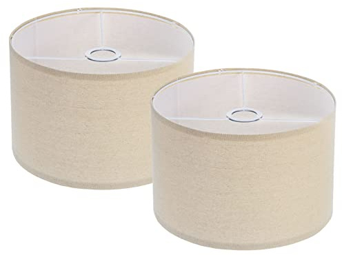PATIKIL Trommel Lampenschirme Set von 2 12x12x8 Leinen Lampenschirm Leichte Montage Leuchtenschirm für Tisch Lampen Stehlampen Pendelleuchten Creme | Leuchtenschirm, Leinen, Leichte Montage, für Tisch Lampen Stehlampen Pendelleuchten