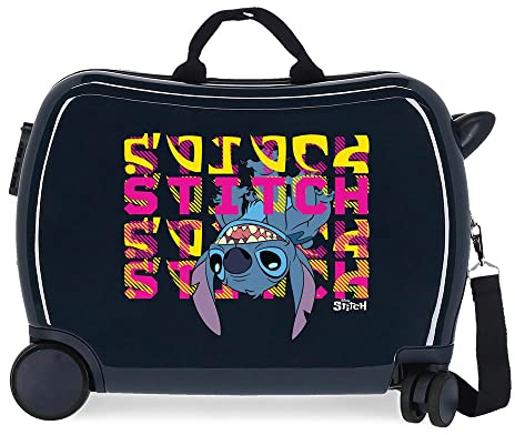 Disney Stitch Naughty Make a Face Blauer Kinderkoffer 50x38x20 cm Starres ABS Seitliches Zahlenschloss 34L 1,8 kg 4 Doppelrollen Handgepäck