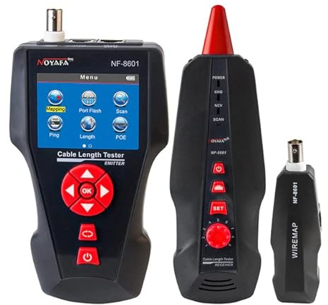 NOYAFA Cable and Network tester Cable and Network test NF-8601 Cable Length Tester. Locate faults for RJ45/RJ11/BNC Cable with PING/POE function