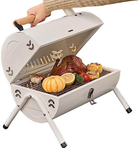 Barbecue portatile in acciaio inox a carbonella barbecue all'aperto a botte griglia bifacciale pieghevole barbecue a tamburo con fori di ventilazione adatto per giardino campeggio picnic viaggio festa