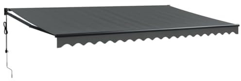 vidaXL Markise, Sonnenmarkise mit Kurbel Automatisch, Gelenkarmmarkise für Terrasse Balkon, Sonnenschutz Terrassenmarkise Balkonmarkise, Anthrazit 5x3m