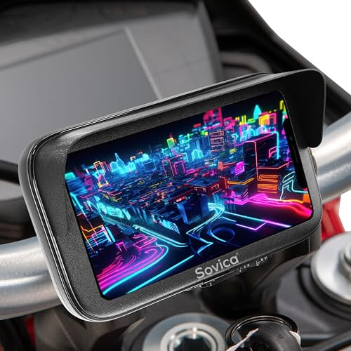 Sovica Handyhalterung Motorrad Fahrrad wasserdicht Schnellverbindungssystem handyhülle mit Blendschutzvisier kompatibel mit Smartphones bis zu 7,6 universelle und unzerbrechliche Lenkerklemmen