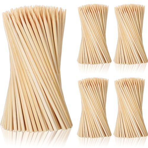 Hushee 1000 Stück 15,2 cm 4 mm Durchmesser natürliche Bambusspieße Holzstäbchen Grillspieße für Cocktails, Schaschlik, Grillen, Obstarrangements, Schokoladenbrunnen, Party, Basteln, Vorspeisen, Küche