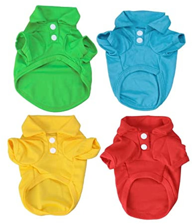 FRCOLOR 4stücke Titel Einfarbige Hund T-Shirts Für Kleine Hunde Atmungsaktive Und Bequeme Sommermode