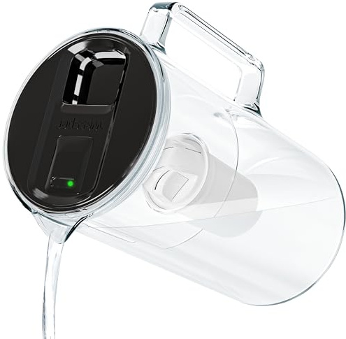 Wessper Carafe filtrante verre 3l avec compteur de changement de filtre, carafe avec cartouches filtrantes d'eau potable BPA FREE, carafe verre avec filtre eau charbon actif - Noir