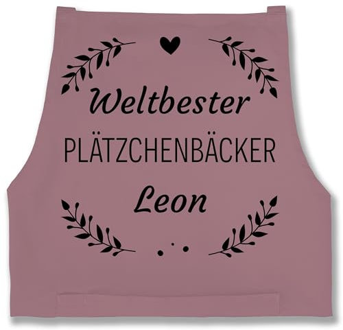 Schürze - Backschürze - Weltbester Plätzchenbäcker mit Name - 85x69 - Rosa - bäckerschürze damen geschenke kochschürze schürzen zum backen konditor kochschürzen backen+geschenk bäcker