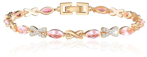 Richapex Bracelet pour Femme Or 18K Plaqué Classique Tennis Bracelets fantaisie Infini Or Bracelet pour Femme Fille Rose Cristal Bijoux