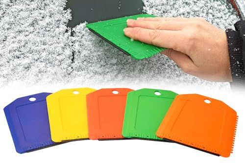 Eiskratzer 3 in 1 Eisschaber, Gummilippe, Eisbrecher und Schabkante für Auto, PKW Scheibe, aus ABS, Trapez 118 x 115 x 4 mm, farblich Sortiert, Menge:5