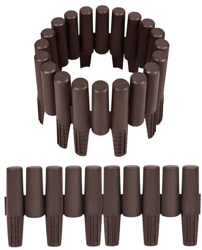 XINZI Bordo per aiuole, 2,8 m, in plastica, effetto legno, per giardino, per palizzate, giardino, 10 pezzi, marrone)