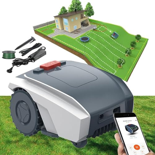Fully Automatic Intelligent Lawn Mower, Lawn Robot, Path Planning + Automatic Charging, Weatherproof, Safety Protection Device, for Lawns/Gardens Of 1500㎡