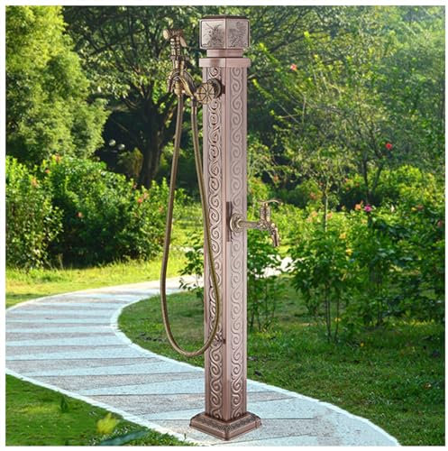Garten-Wassersäule aus Edelstahl mit Messing-Wasserhahn, Wasserhahn-Säule für die Bodenmontage im Freien, Wasserhahn-Verlängerung für Gartenbewässerungswerkzeug
