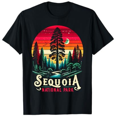 Sequoia National Park Sunset Retro T Abbigliamento Vintage Maglietta