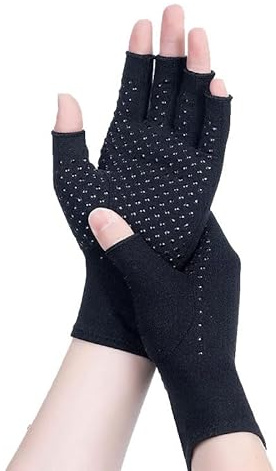 BrightGlow 2 Paar Arthrose Handschuhe Kompressionshandschuhe Fahrradhandschuhe Fingerlos Gepolstert Handschuhe Halbfinger Outdoor Rutschfest Fäustlinge Handschuhe Fingerlos Glove für Sport