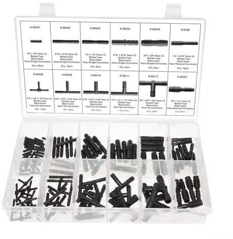 Vacuum Connector Assortment Kit, Easy To Use 128 Piece Car Hose Connector Reducer Set, Straight T Piece, Assortment
