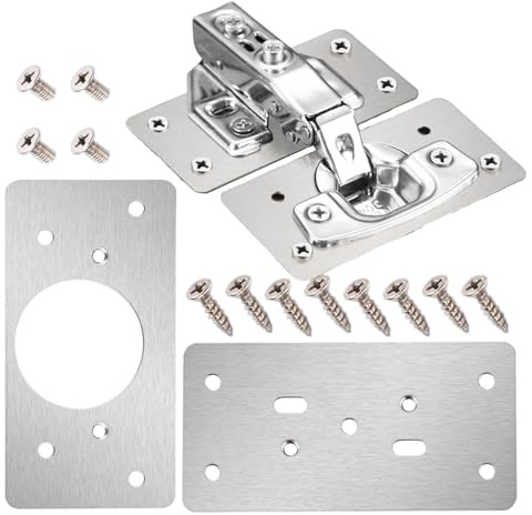Cabinet Repair Plate,Stainless Steel Repair Plate Fixing Plates | Replacement Kit with Screws Heavy Duty Rust Resistant Brackets Kit for Hinges