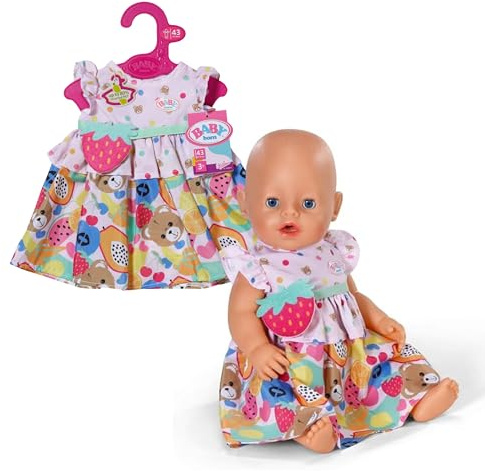 BABY born Robe avec imprimé Fruits colorés et Sac à bandoulière - Accessoires de Haute qualité pour poupées - Vêtements adaptés aux poupées de 43 cm