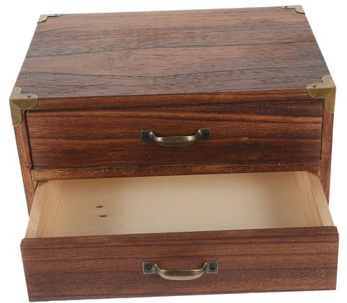 Warmhm Holzschubladenbox Im Vintage-stil Aufbewahrungsbox Für Schreibtisch Mit Zwei Schubladen Für Büro Und Zuhause Praktisch Und Funktional
