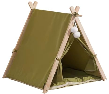 Pevfeciy Pet Tipi Hundezelt Katzenzelt Haustierzelt Das Zelt Tragbar Abnehmbar mit Kissen Hundehöhle kleine Hunde Katzenhöhle große Katzen,Grün
