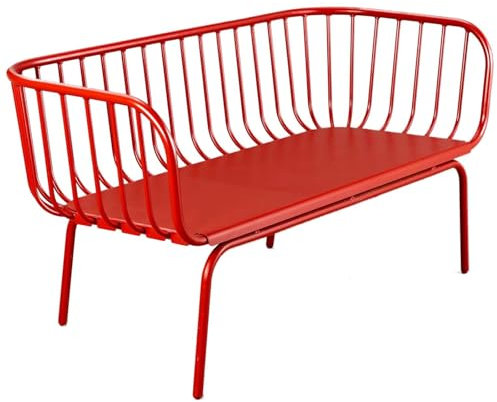 Rote Terrassenbänke für Draußen, Gartenbank aus Metall mit Rückenlehne für Draußen, Wetterfeste Parkbank, Die nie Rostet und Verblasst, Geeignet für Garten, Veranda und Park(180x52x74 cm/71x20x29 in)