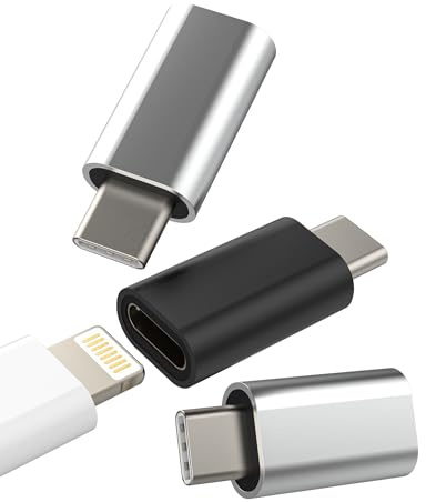 Lot de 3 adaptateurs Lightning femelle vers USB C pour iPhone 16 15 Pro Max Macbook Chargeur pour Apple iPad Type C Câble de charge Compatible avec Samsung S23 S24 S25 Connecteur Android