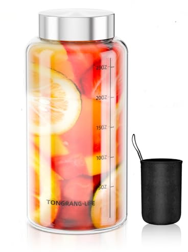TONGRANG-LIFE Glas-Saftflaschen mit Deckel, Glas-Shaker-Flasche für Proteinmischungen, Wasserflasche und auslaufsicher, für Smoothies, trockene Lebensmittel, Reiseglasflaschen, Einmachgläser (1 Stück)