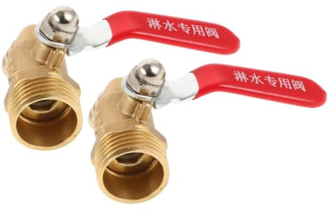 TOYANDONA 2pcs Mini Brass Ball Valve with Red Handle External Connection Leakproof Shut Off Switch for Air Compressor and Tank Drain Valve Applications